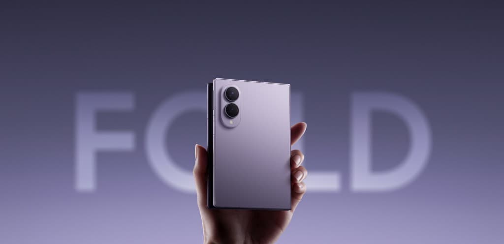 Foldable smartphone in purple