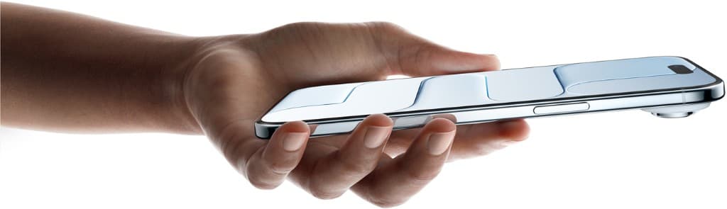 Ultra-thin smartphone held in hand