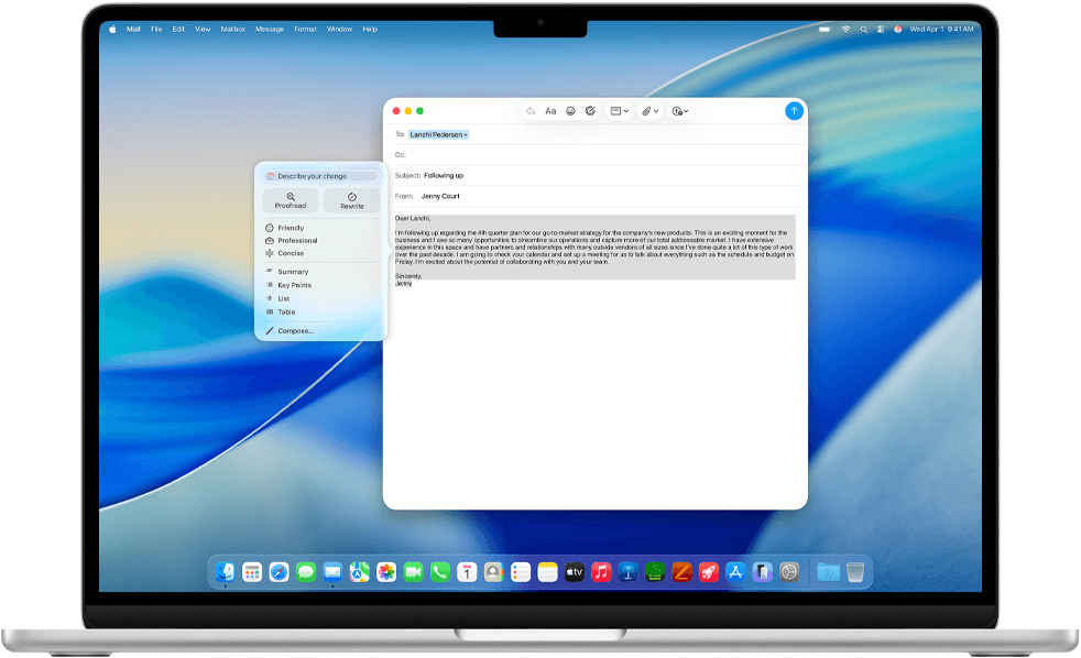MacBook with smart writing tools